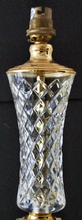 A CRYSTAL AND BRASS TABLE LAMP with WHITE SILK SHADE - WIRED & 4
