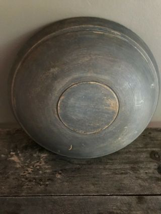 Old Primtive Wooden Bowl Blue Paint