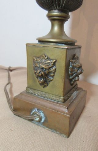 antique ornate gilt bronze figural cherub demonic electric table lamp brass 12