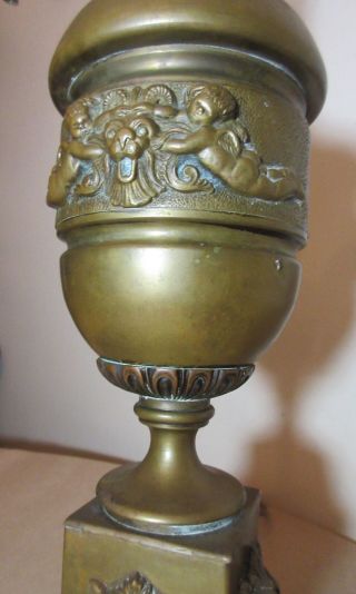 antique ornate gilt bronze figural cherub demonic electric table lamp brass 8