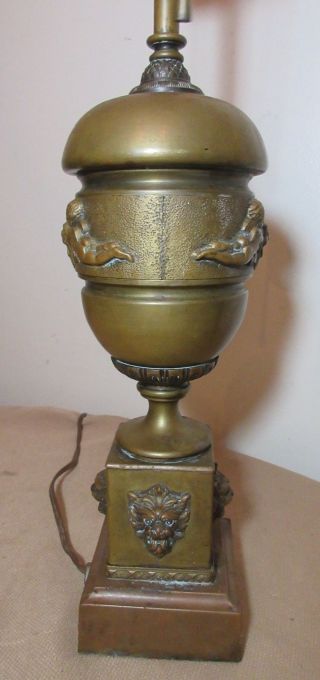 antique ornate gilt bronze figural cherub demonic electric table lamp brass 9