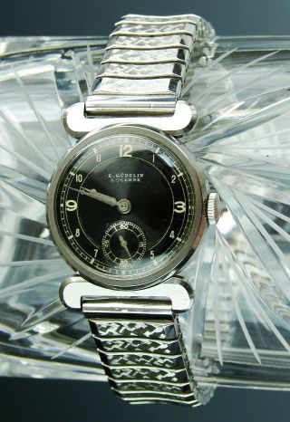 Antique Vintage Art Deco E.  Gubelin Lucerne 15j Swiss Wristwatch Manuel Wind 4