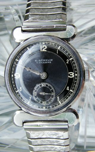 Antique Vintage Art Deco E.  Gubelin Lucerne 15j Swiss Wristwatch Manuel Wind 5