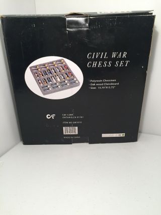 C&F Trading Civil War Chess Set GM1010 Oakwood Board 15.  75” x 15.  75” 5