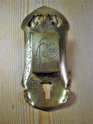 Art Nouveau Brass Wall - Mounted Matchbox Holder