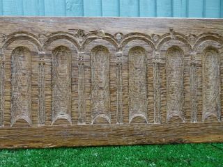 16thc Gothic Wooden Oak Relief Carved Panel With Intricate Carvings C1590