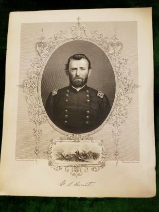 Gen.  U.  S.  Grant Engraving Print,  Siege Of Vicksburg