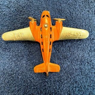 Vintage Cast Iron Toy Twin Engine Airliner Airplane Tat Nc - 493