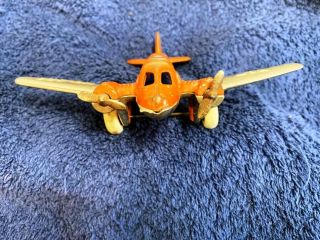 Vintage Cast Iron Toy Twin Engine Airliner Airplane TAT NC - 493 5