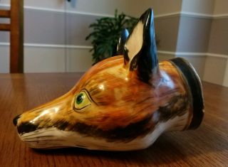 Antique Fox Head Stirrup Cup or Wall Pocket Marked Italy 7 