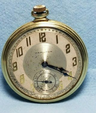Hamilton Pocket Watch,  17j,  12s,  14k Case Gold Filled,  Not Running