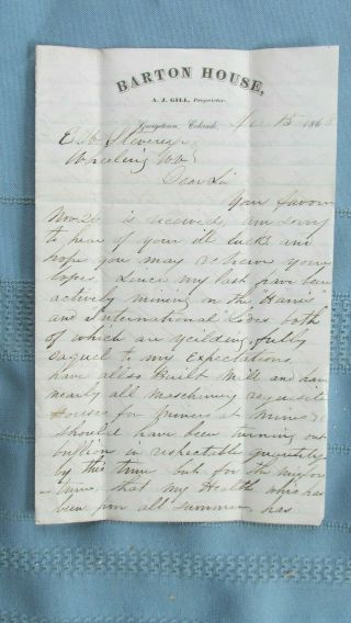 1868 Georgetown Colorado Territory Barton House Letterhead - Silver Mines & Miners