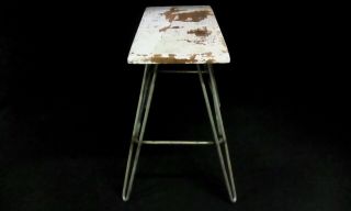 Antique Vintage Primitive Plant Stand Wood Metal Bench Step Stool 2