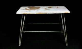 Antique Vintage Primitive Plant Stand Wood Metal Bench Step Stool 3