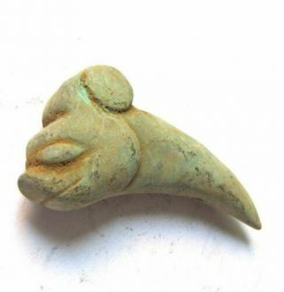 3.  2 " Hongshan Culture Hand - Carved Beast Tooth Carving Turquoise Pendant