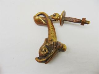 Antique Nautical BRASS Serpent Fish DOOR KNOCKER & Ball Striker,  Peephole VIEWER 3