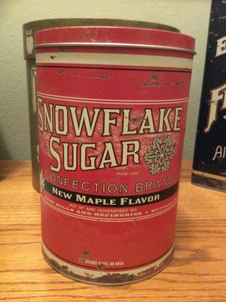 Primitive Style Country Farmhouse Snowflake Sugar Confection Tin Can
