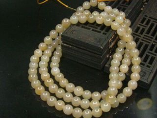 Chinese Antique Celadon Nephrite Hetian - - Jade - 6mm - Beads Necklace Pendan