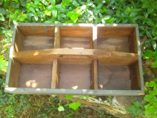 Vtg Antique Primitive Wooden Paint Carrier Nail Tote Tool Box Rustic Farm Caddy 5