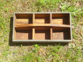 Vtg Antique Primitive Wooden Paint Carrier Nail Tote Tool Box Rustic Farm Caddy 8