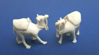 PAIR ART DECO CHINESE INTRICATELY CARVED CELLULOID BONE CAMEL MINIATURE FIGURES 3
