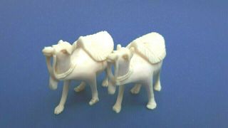 PAIR ART DECO CHINESE INTRICATELY CARVED CELLULOID BONE CAMEL MINIATURE FIGURES 5