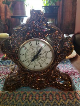 Vintage Resin " Vomit Clock " Gold Color Metal Fileings Inside Shades Of Brown