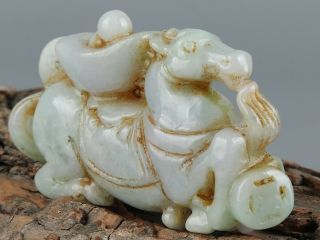 Chinese Exquisite Hand - carved horse Ingots Carving jadeite jade statue 3