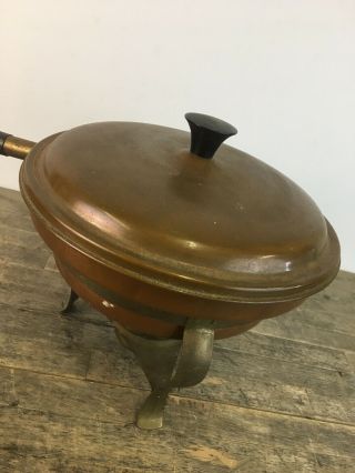 Large Arts & Crafts Copper And Brass Spirit Burner Pan On Stand. 3