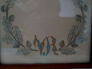 Antique Queen Victoria Golden Jubilee hand embroidery 1837 - 1887 framed hanky? 3