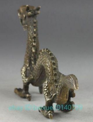 Hammered Old Chinese Brass Dragon Exorcism Oriental Statue Big Decor B02