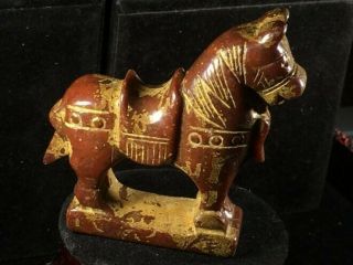 Chinese old natural jade hand - carved hongshan horse statue pendant XO249 2