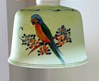 Vtg 20s Art Deco Consolidated Glass Handpainted Parrot Lamp Fixture Globe Shade