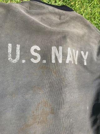 Rare Vtg 40s 50s USN US Navy Deck Work Wear Jacket Coat Stencil WW2 Era Clasps 2