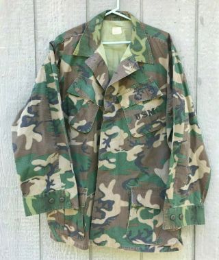 Vtg 1970 Vietnam War Usmc Erdl Camo Rip - Stop Poplin Combat Coat Jacket Shirt Lg