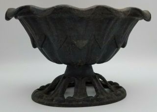Antique Cast Iron Garden Planter Pot Urn Ornate Stove Finial Scallops Edge 8 "
