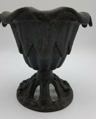 Antique Cast Iron Garden Planter pot Urn ornate stove finial scallops edge 8 
