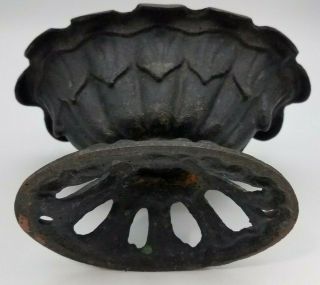 Antique Cast Iron Garden Planter pot Urn ornate stove finial scallops edge 8 