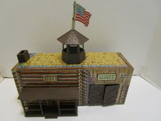 Marx Fort Apache Playset Vintage Tin Litho Cavalry Supply Building & Accessories
