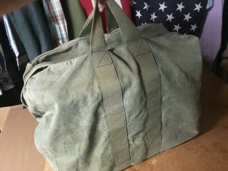 Vtg Us Military Od Green Canvas Flyers Kit Bag Duffel Large Pilot Parachute Camp