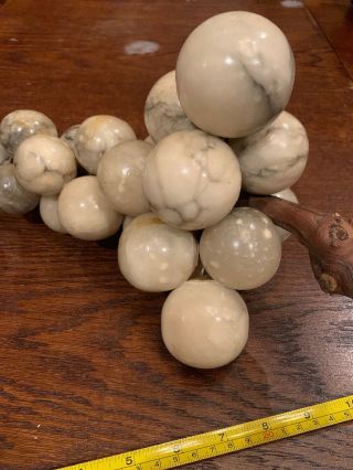 Vintage Alabaster Marble Stone Grapes With Wood Stem 3