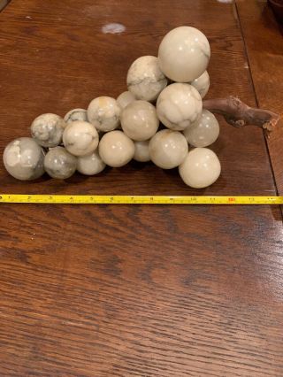 Vintage Alabaster Marble Stone Grapes With Wood Stem 4