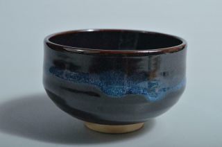 T4518: Japanese Kiyomizu - Ware Black Glaze Tea Bowl Green Tea Tool Tea Ceremony