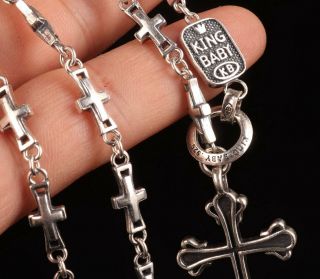 KING BABY TRADITIONAL CROSS PENDANT NECKLACE STERLING 925 SILVER OLD 4