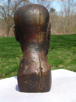 Vintage Petrified Wood Carved Man Bald Head Bust Primitive Folk Art Sculpture 6
