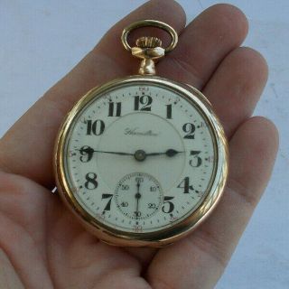 Rare Vintage 2 " Hamilton Gold Filled Wind Up Pocket Watch 21 Jewels 5 Positions