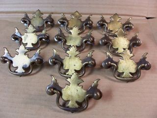 (10) VINTAGE BRASS FINISH DRAWER PULLS / HANDLES - - SCREWS 3