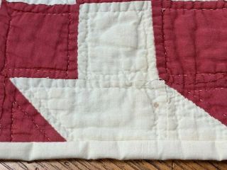 Americana Red c 1900 Jacobs Ladder QUILT Table Vintage 28 x 18 4