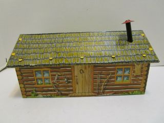 Vintage Marx Fort Apache Tin Play Set Log Cabin
