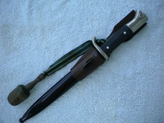 Ww2 German Dress Bayonet Rare Etched Engraved Marked Short Model Frog Knot